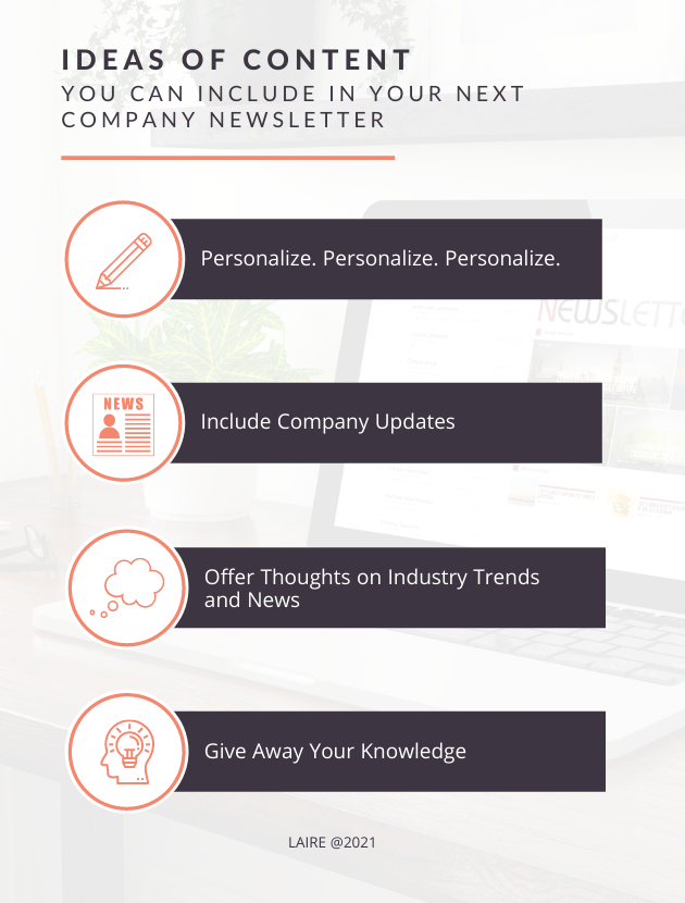 Ideas of content to use in your next company newsletter chart