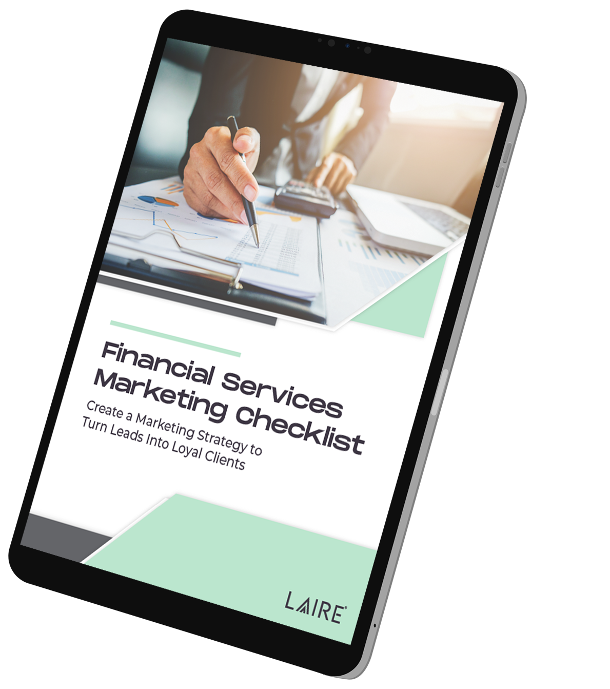 Financial Services Marketing Checklist Flat Tablet Mockup-1-1-1