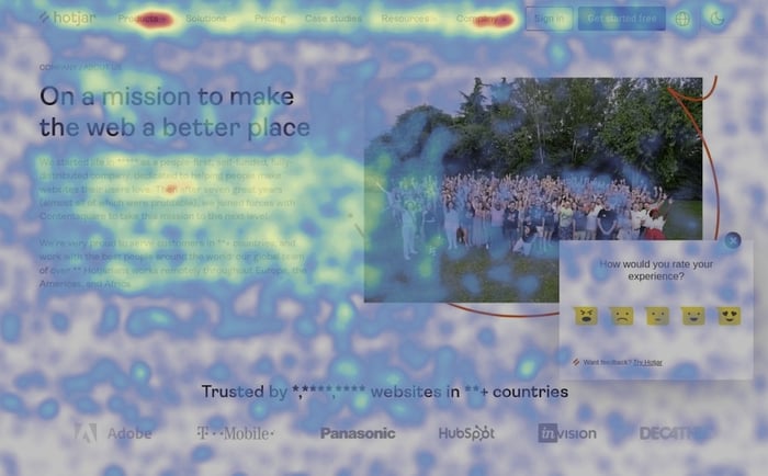 Hotjar heatmap example 1
