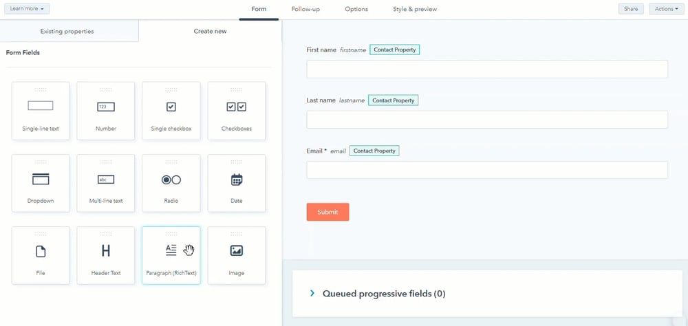 Hubspot Screenshot highlighting rich text
