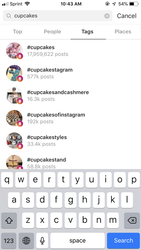 Instagram's search tool - snapshot