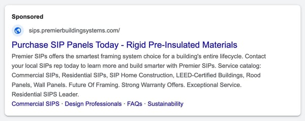 Manufacturer Search Ad example 3