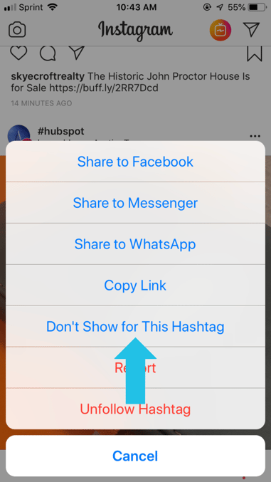 Make sure your hashtags are relevant - Don't Show for this Hashtag option