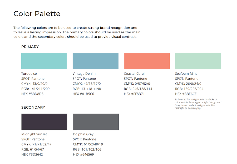 LAIRE Brand Guide Color Palette 2023
