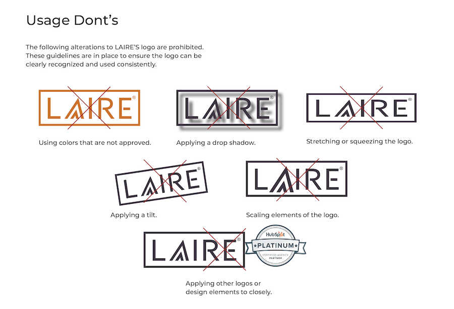 LAIRE Brand Guide Logo Use 2023