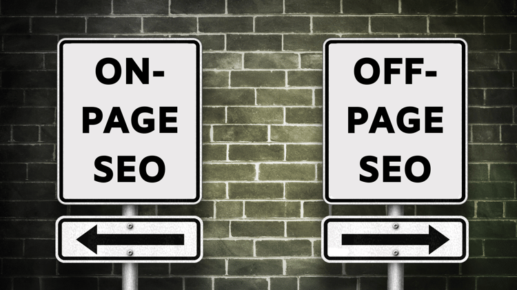 Off-Page vs. On-Page SEO | Road signs pointing opposite directions