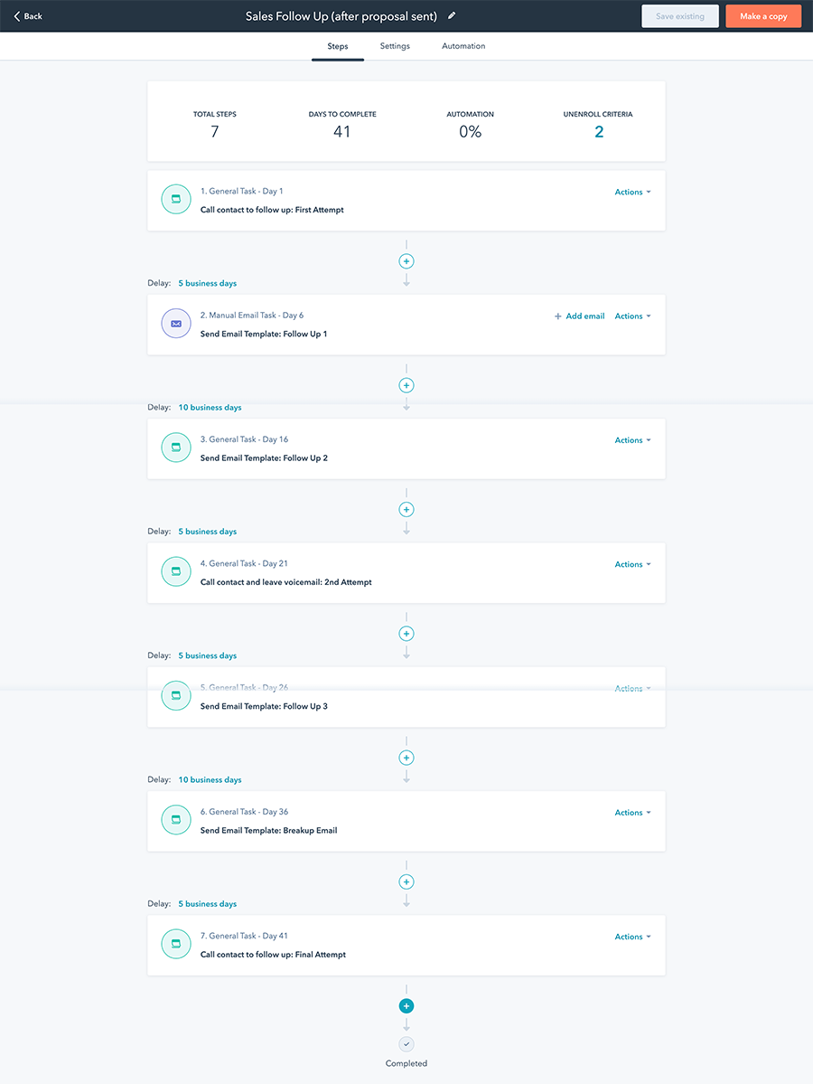 Sales Sequence Screenshot