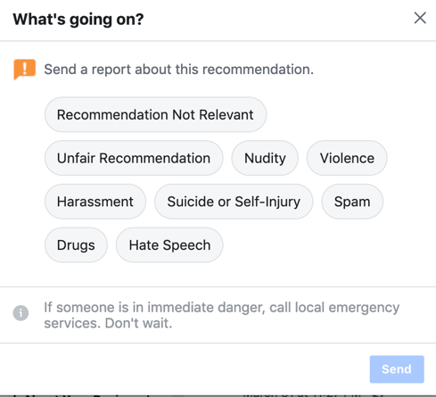 Reporting inappropriate reviews on Facebook
