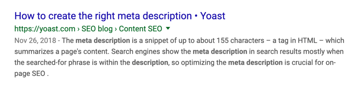 SEO for beginners | Meta description screenshot | Yoast