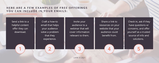 Examples of emails for free offerings