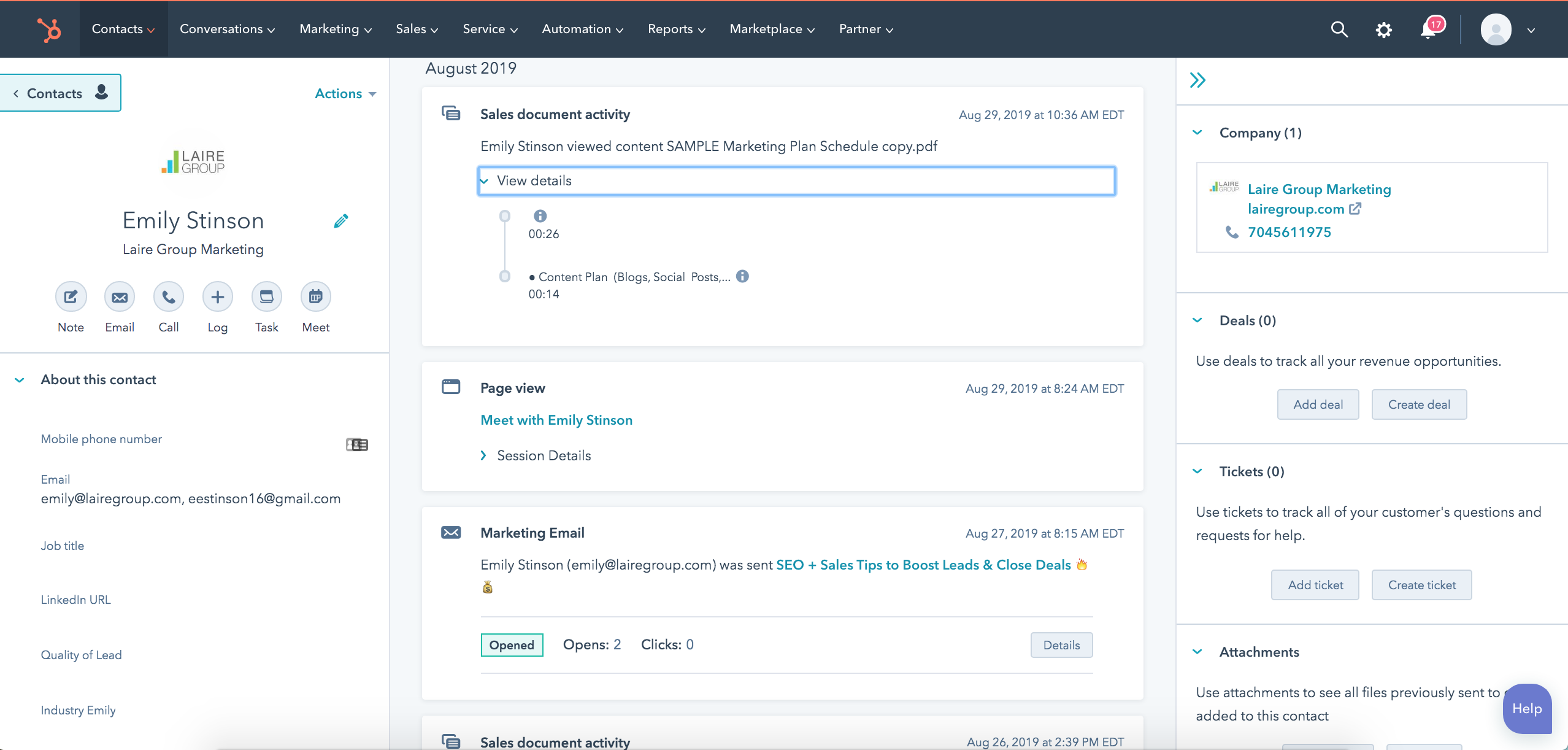 Contact Record in CRM